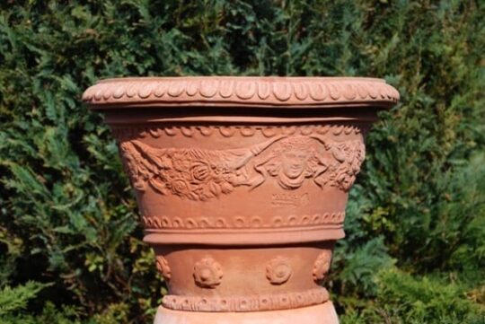 Terrakottakruka Ornament Vaso Ornato con Angeli Renässans Florens