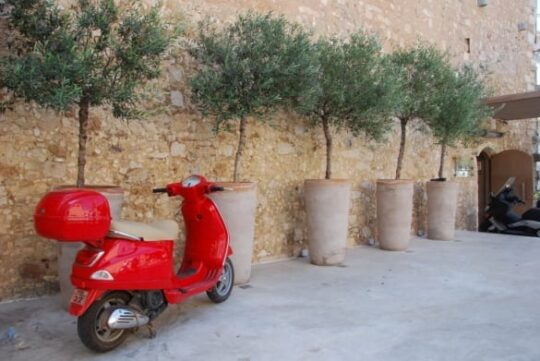 Vespa stora och höga handdrejade terrakottakrukor med hög frosttålighet från Kreta och Cadabra