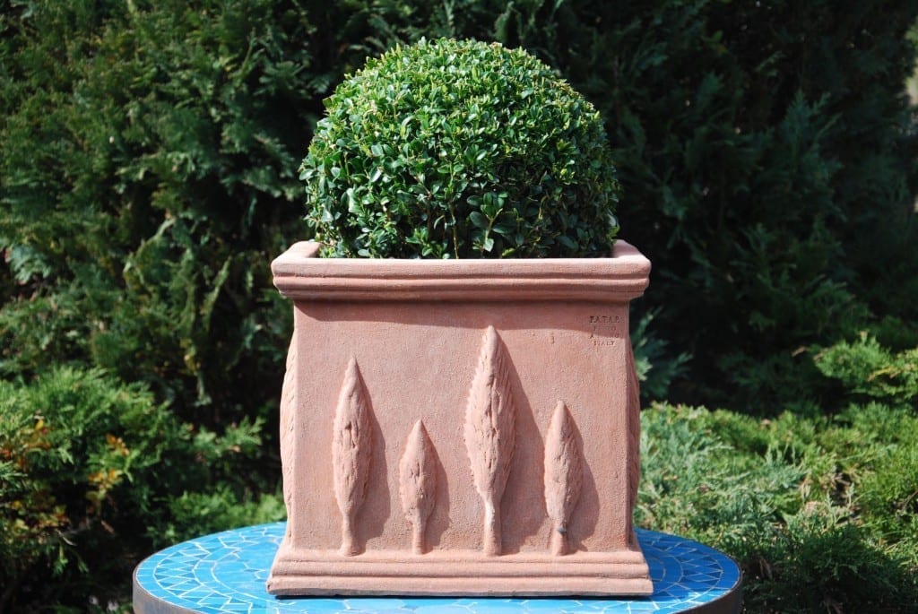 fyrkantig kruka dekorerad cadabra italien utekruka planteringskarl