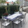 kakelbord smidesbord och Piazza smidesstolar för medelhavsträdgården