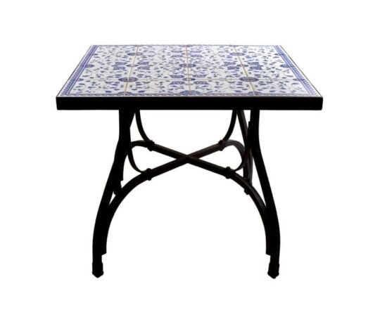 Kakelbord smidesbord utemöbler för orangerier och medelhavsträdgård
