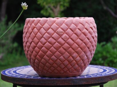 terracotta skal Cachepot Bugnato handgjord Italiensk Impruneta