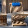 Solstol Bali teak för uteplatsen, trädgården och poolen nackkudde sunbrella fällbord