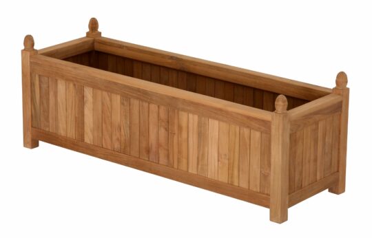 Planteringskärl teak Versailles rektangulär kärnteak grade A 45x135x50cm för uteplats park och trädgård