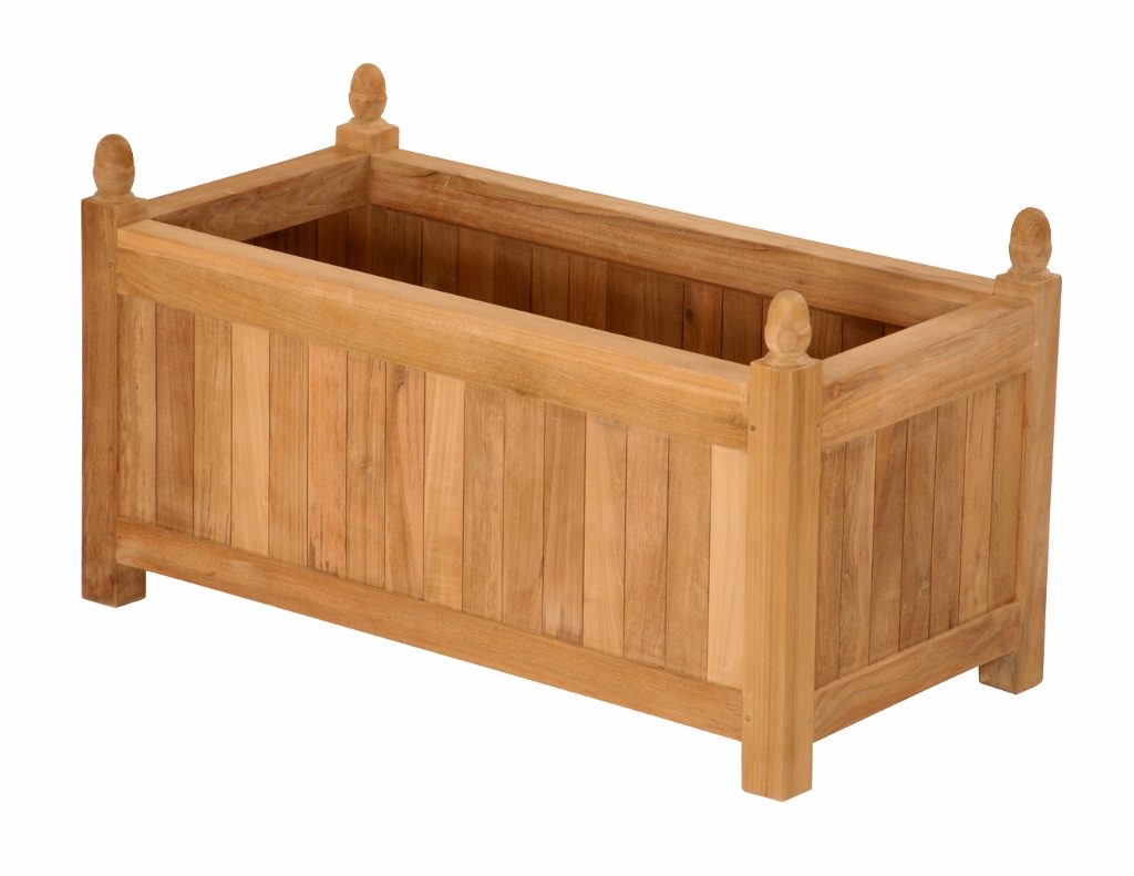 Planteringbox teak Versailles rektangulär kärnteak grade A 45x90x50cm kruka för park och trädgård