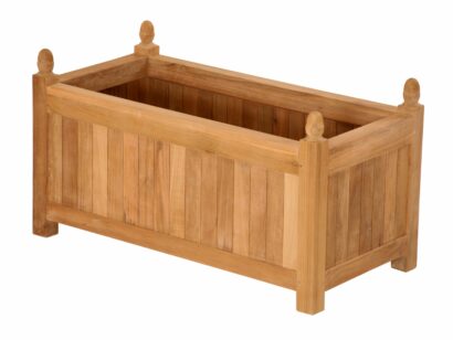 Planteringbox teak Versailles rektangulär kärnteak grade A 45x90x50cm kruka för park och trädgård